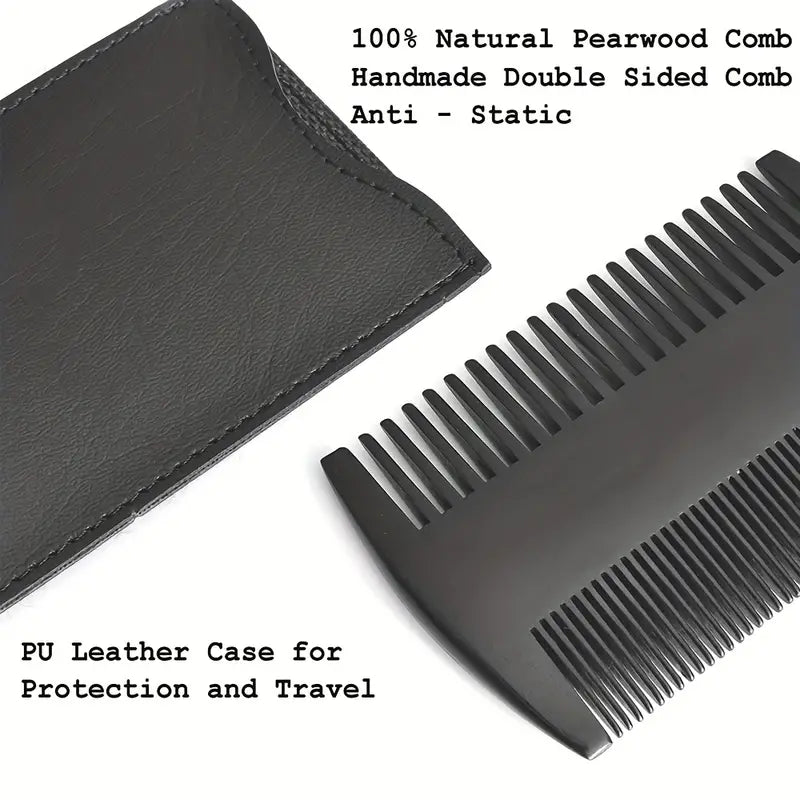 Beard Grooming Kit with Comb, Brush, and Scissors