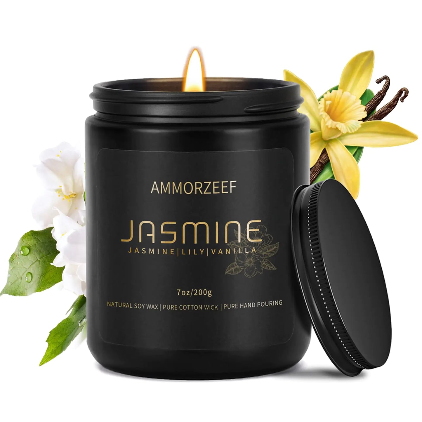 AMMORZEEF Extra Strong Scented Candles for Men and WomenJasmine Candles for Home ScentedSoy Candles for Home|Long Lasting Candle Burn Time 50 Hours