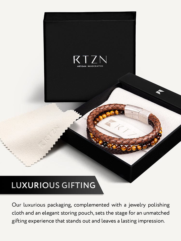 The Rhodes | Leather & Tiger Eye Bracelet