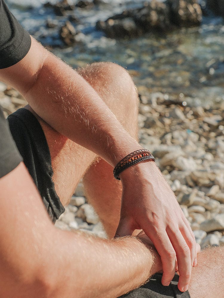 The Rhodes | Leather & Tiger Eye Bracelet
