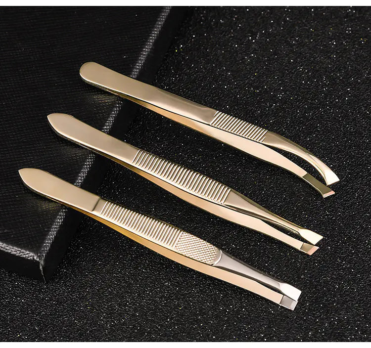 Golden Precision Tweezers — Elite Brow Sculpting Tool