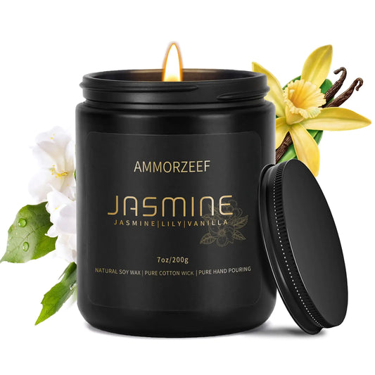 AMMORZEEF Extra Strong Scented Candles for Men and WomenJasmine Candles for Home ScentedSoy Candles for Home|Long Lasting Candle Burn Time 50 Hours
